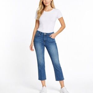 Ann Taylor Womens Crop Jean Blue Denim Skinny Mid Rise Pockets Logo Size 10